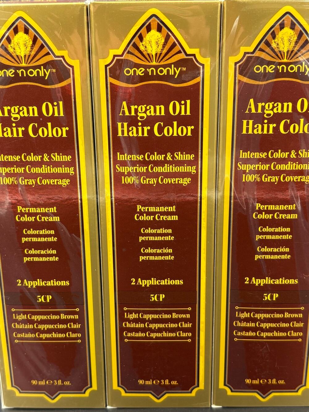One 'n Only Argan Oil Permanent Color shade 5CP Light Cappuccino Brown 3 PACK
